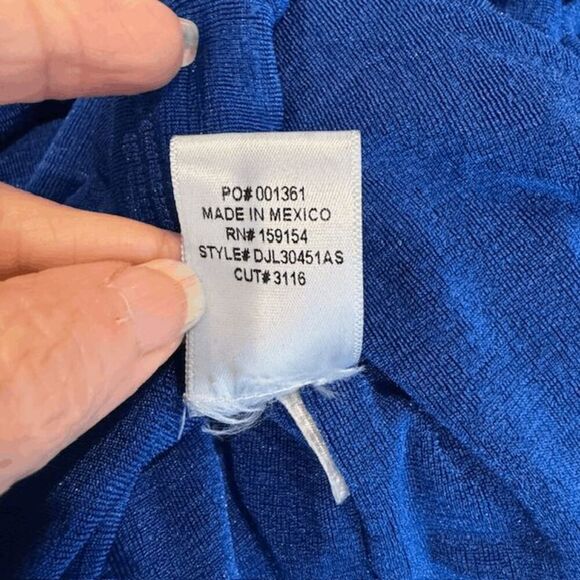 JLUXLABEL Shimmery Blue One Shoulder Cut Out Body Con Midi Sexy Dress Size Large - Picture 6 of 10